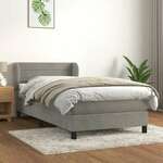 Greatstore Box spring postelja z vzmetnico svetlo siva 90x200 cm žamet