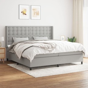 Box spring postelja z vzmetnico svetlo siva 200x200 cm blago - vidaXL - Siva - 93