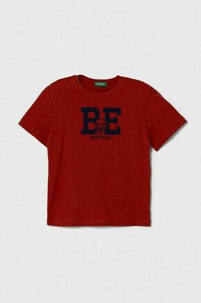 Otroška bombažna kratka majica United Colors of Benetton rdeča barva - rdeča. Otroške kratka majica iz kolekcije United Colors of Benetton