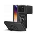 Onasi Silikonski ovitek Armor Ring z zaščito kamere za Xiaomi 14T - črn