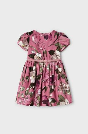 Otroška obleka Mayoral roza barva - roza. Otroški obleka iz kolekcije Mayoral. Model izdelan iz vzorčaste tkanine. Zaradi vsebnosti poliestra je tkanina bolj odporna na gubanje.