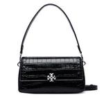 Ročna torba Tory Burch Charlie Embossed Croc Small Shoulder Bag 183522 Črna