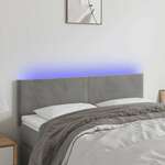 Greatstore LED posteljno vzglavje svetlo sivo 144x5x78/88 cm žamet