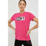 Kratka majica Dkny ženski, roza barva - roza. Kratka majica iz kolekcije Dkny. Model izdelan iz tanke, zelo elastične pletenine.