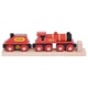 Rdeča lokomotiva Bigjigs Rail s tenderjem + 3 tiri