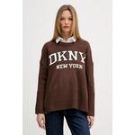 DKNY pulover za ženske rjava DJ4R0362