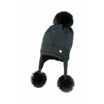 Otroška kapa Jamiks črna barva - črna. Otroški kapa iz kolekcije Jamiks. Model izdelan iz vzorčaste pletenine.