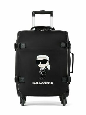 Kovček Karl Lagerfeld črna barva - črna. Kovček iz kolekcije Karl Lagerfeld. Model izdelan iz kombinacije tekstilnega in sintetičnega materiala.