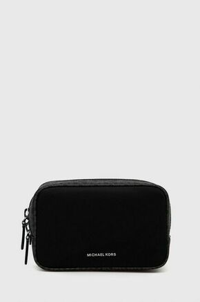 Kozmetična torbica Michael Kors črna barva - črna. Srednje velika kozmetična torbica iz kolekcije Michael Kors. Model izdelan iz kombinacije tekstilnega materiala in ekološkega usnja.