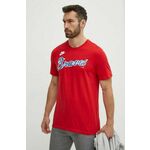 Bombažna kratka majica Nike Atlanta Braves moška, rdeča barva - rdeča. Kratka majica iz kolekcije Nike, izdelana iz tanke, elastične pletenine. Model iz zračne bombažne tkanine.