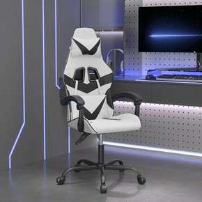 VidaXL Gaming stol bela in črna umetno usnje