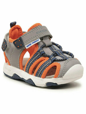 Otroški sandali Geox siva barva - siva. Otroški sandali iz kolekcije Geox. Model izdelan iz kombinacije tekstilnega in sintetičnega materiala. Lahek in udoben model