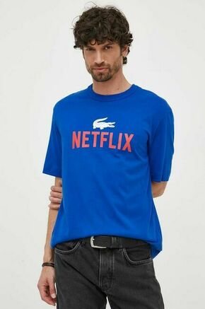 Bombažna kratka majica Lacoste x Netflix - modra. Kratka majica iz kolekcije Lacoste