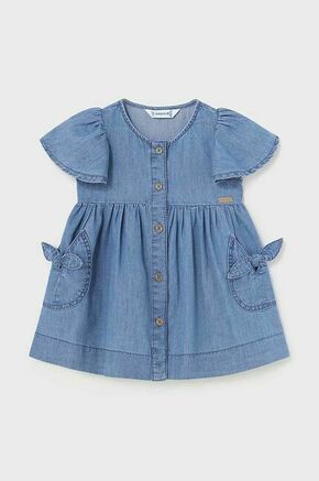 Otroška bombažna obleka Mayoral - modra. Obleka za dojenčke iz kolekcije Mayoral. Nabran model