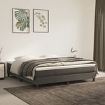 vidaXL Box spring postelja z vzmetnico temno siva 160x200 cm žamet