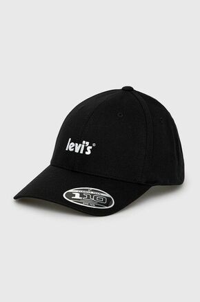 Kapa Levi's črna barva - črna. Kapa s šiltom vrste baseball iz kolekcije Levi's. Model izdelan iz tkanine z nalepko.