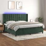 Box spring postelja z vzmetnico LED tem. zelena 200x200cm žamet - vidaXL - Zelena - 95,83 - 200 x 200 cm - vidaXL