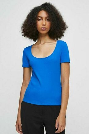 Kratka majica Medicine ženski - modra. Kratka majica iz kolekcije Medicine. Model izdelan iz rebraste pletenine.