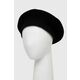 Volnena baretka Sisley črna barva - črna. Baretka iz kolekcije Sisley. Model izdelan iz enobarvnega materiala.