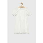 Otroška bombažna obleka GAP bela barva - bela. Otroški obleka iz kolekcije GAP. Raven model, izdelan iz enobarvne tkanine. Izjemno udoben material.
