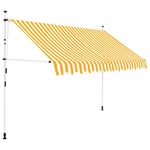 Greatstore Ročno zložljiva tenda 300 cm rumene in bele črte