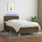 shumee Box spring postelja z vzmetnico LED temno rjava 90x200 cm blago