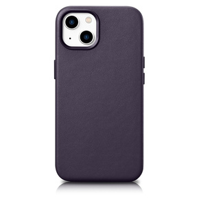 ICARER case usnjena torbica za iPhone 14 temno vijolična (wmi14220705-dp) (združljiva z magsafe)