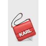 Torbica Karl Lagerfeld rdeča barva - rdeča. Majhna torbica iz kolekcije Karl Lagerfeld. Model na zapenjanje, izdelan iz kombinacije naravnega usnja in ekološkega usnja.
