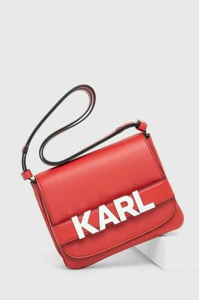 Torbica Karl Lagerfeld rdeča barva - rdeča. Majhna torbica iz kolekcije Karl Lagerfeld. Model na zapenjanje