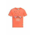 Otroška kratka majica Jack Wolfskin SMILEYWORLD CAMP oranžna barva - oranžna. Otroška kratka majica iz kolekcije Jack Wolfskin. Model izdelan iz tanke, rahlo elastične pletenine.