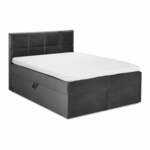 Temno siva žametna zakonska postelja Mazzini Beds Mimicry, 200 x 200 cm