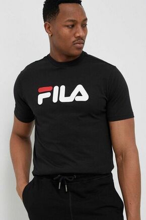 Bombažna kratka majica Fila črna barva - črna. Kratka majica iz kolekcije Fila. Model izdelan iz tanke