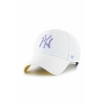 Kapa s primesjo volne 47brand MLB New York Yankees bela barva - bela. Kapa s šiltom vrste baseball iz kolekcije 47brand. Model izdelan iz tkanine s potiskom.