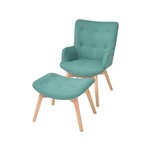 VIDAXL Fotelj s stolčkom za noge zeleno blago