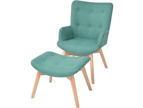 VIDAXL Fotelj s stolčkom za noge zeleno blago