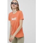 Levi's bombažna majica - oranžna. Kratka majica iz kolekcije Levi's. Model izdelan iz tanke, elastične tkanine.