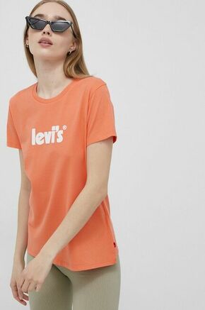 Levi's bombažna majica - oranžna. Kratka majica iz kolekcije Levi's. Model izdelan iz tanke