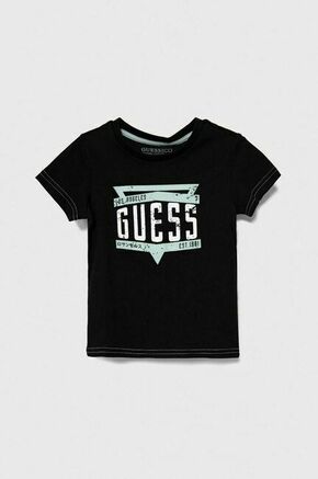 Bombažna kratka majica Guess črna barva - črna. Otroške kratka majica iz kolekcije Guess