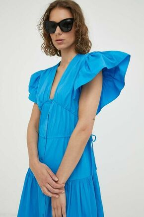 Bombažna obleka 2NDDAY - modra. Casual obleka iz kolekcije 2NDDAY. Model izdelan iz enobarvne tkanine. Model iz tankega materiala je idealen za toplejše letne čase.