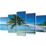 vidaXL Set platen s printom peščene plaže s palmami 200 x 100 cm