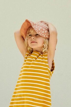 Dvostranski otroški klobuk Liewood Amelia Reversible Sun Hat roza barva - roza. Otroške klobuk iz kolekcije Liewood. Model s širokim robom