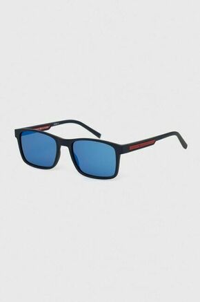 Sončna očala Tommy Hilfiger moški - modra. Sončna očala iz kolekcije Tommy Hilfiger. Model z enobarvnimi stekli in okvirji iz plastike. Ima filter UV 400.