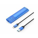 Orico PWM2 zunanje ohišje za M.2 SATA SSD v USB-C 3.2 Gen1, aluminij, modra (PWM2-BL-EP)