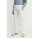 Lanene hlače Lauren Ralph Lauren bela barva, 200735138 - bela. Hlače iz kolekcije Lauren Ralph Lauren izdelane iz enobarvne tkanine. Model iz zračne lanene tkanine.