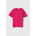 Bombažna kratka majica Pinko Up roza barva - roza. Otroške kratka majica iz kolekcije Pinko Up. Model izdelan iz pletenine. Model iz izjemno udobne bombažne tkanine.