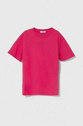 Bombažna kratka majica Pinko Up roza barva - roza. Otroške kratka majica iz kolekcije Pinko Up. Model izdelan iz pletenine. Model iz izjemno udobne bombažne tkanine.