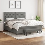 Box spring postelja z vzmetnico temno siva 180x200 cm blago - vidaXL - Siva - 89,24 - 180 x 200 cm - vidaXL