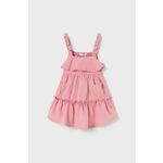 Obleka za dojenčka Mayoral roza barva - roza. Obleka za dojenčke iz kolekcije Mayoral. Nabran model izdelan iz enobarvne tkanine.