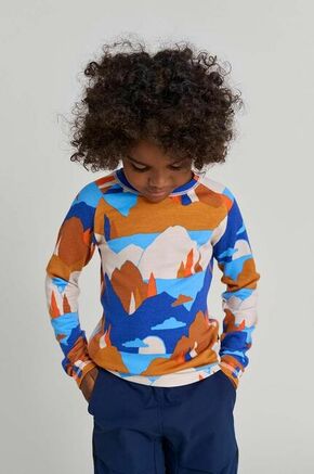 Otroška dolga majica Reima Viisas - modra. Otroška majica z dolgimi rokavi iz kolekcije Reima. Model izdelan iz vzorčaste pletenine.