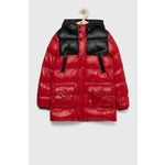 Otroška jakna Geox rdeča barva - rdeča. Otroški jakna iz kolekcije Geox. Podložen model, izdelan iz gladkega materiala.
